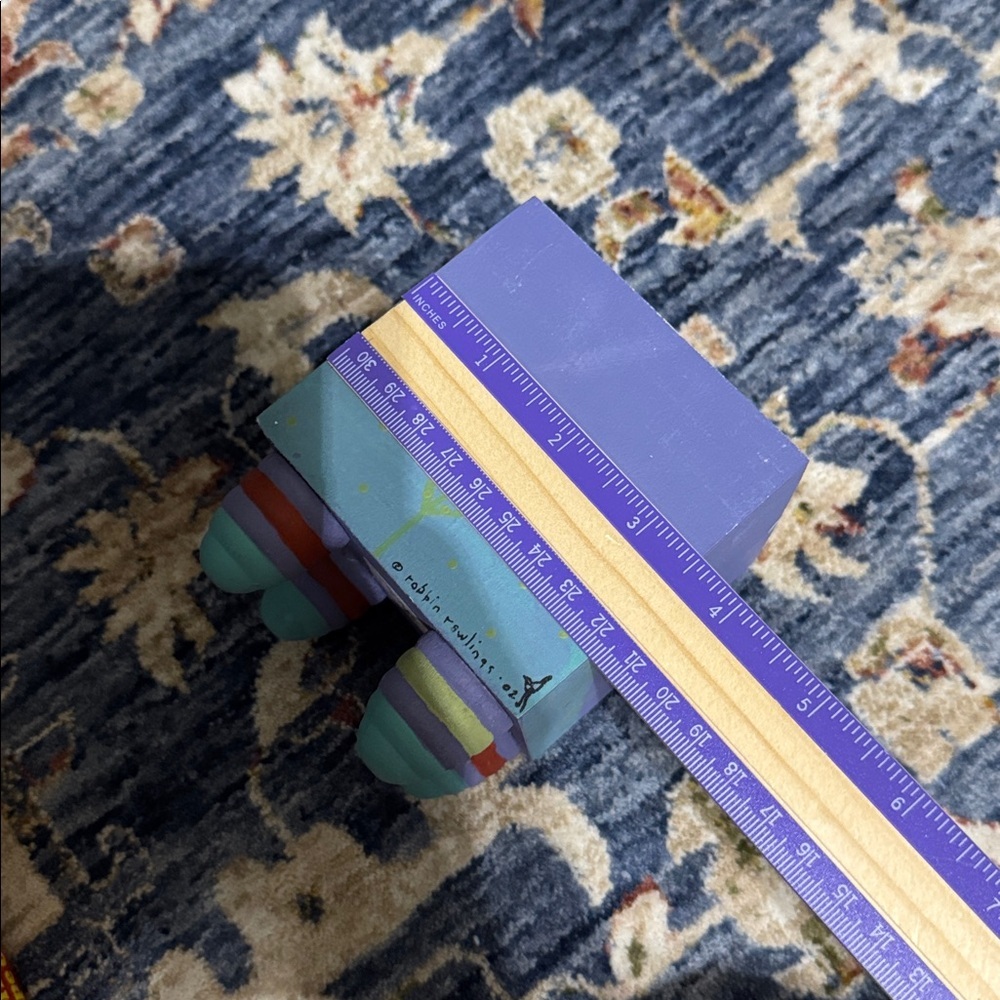 NATURAL LIFE Robin Rawlings wooden pencil/pen holder w/feet for desk blue/purple - Picture 11 of 11